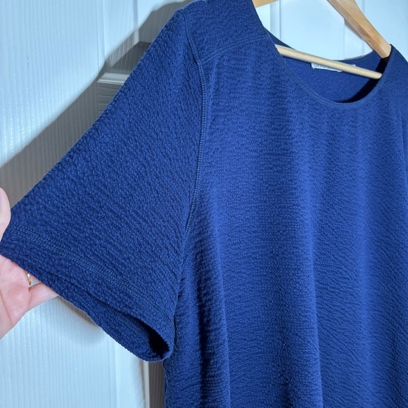 SNO SKINS Women Tunic Top XXL Navy Blue Stretch Coastal Lagenlook Textured Lagom - Picture 3 of 5
